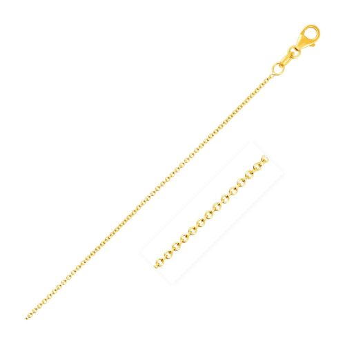 Size: 16” – 14k Yellow Gold Round Cable Link Chain (1.1 mm)