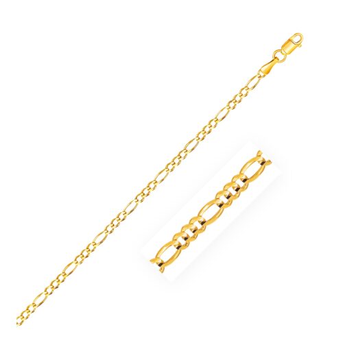 Size: 7” – 2.8mm 14k Yellow Gold Solid Figaro Bracelet