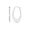 14k White Gold Polished Graduated Oval Hoop Earrings