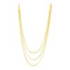 Size: 16” – 14k Yellow Gold Three Strand Herringbone Chain Necklace