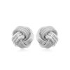 14k White Gold Love Knot with Ridge Texture Earrings