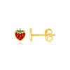 14k Yellow Gold Enameled Strawberry Childrens Earrings