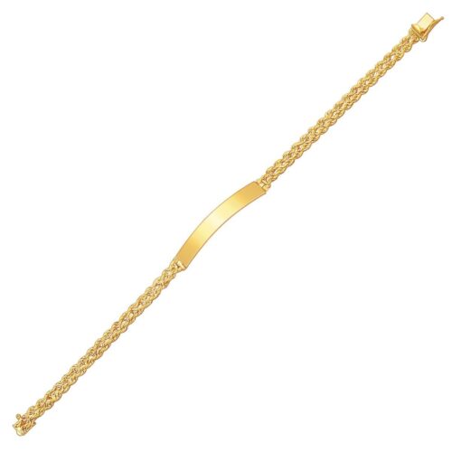 Size: 7.5 – 14k Yellow Gold ID Bracelet with Double Rope Chain (3.00 mm)