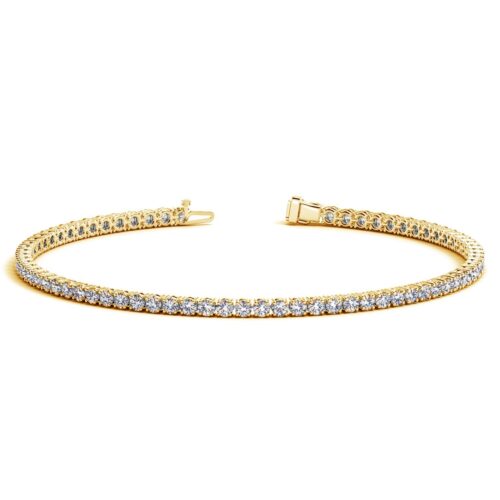 Size: 7 – Lab Grown Round Diamond Tennis Bracelet in 14k Yellow Gold (2 cctw F/G  VS2/SI1)